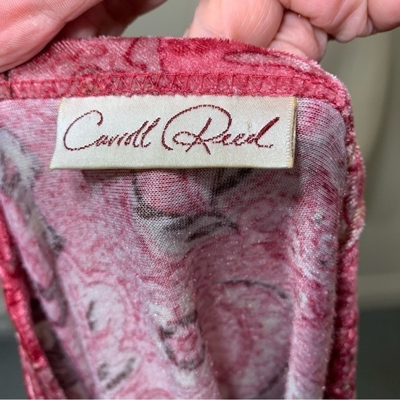 VINTAGE carroll reed pink velour paisley floral zippered lounge dress robe L/XL - Picture 11 of 13